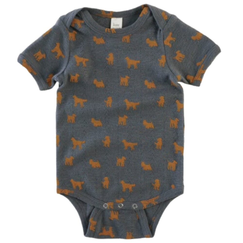 Kate Quinn Dogs Print Short Sleeve Onesie - 12-18 months